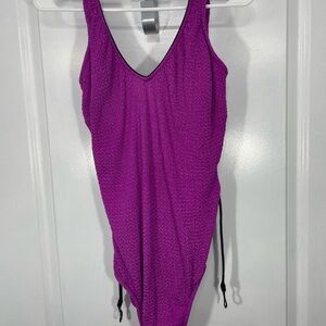 Jantzen Purple Textured One-Piece Swimsuit Size 14 CB-110